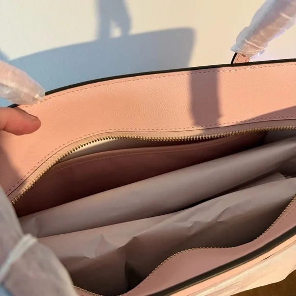 NWT Tory Burch Emerson Saffiano Leather Small Tote in Pink Quartz - Picture 14 of 16